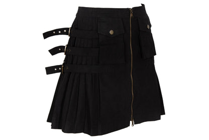 Vintage Antonio Berardi Pleated Mini Skirt Buckle Strap, Military Style