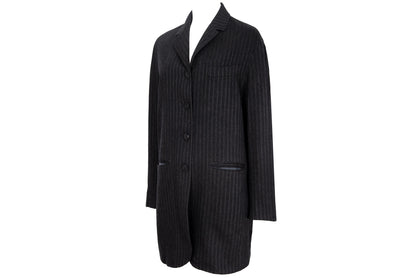 90s Romeo Gigli wool pinstripe dark charcoal long blazer / Made in Italy