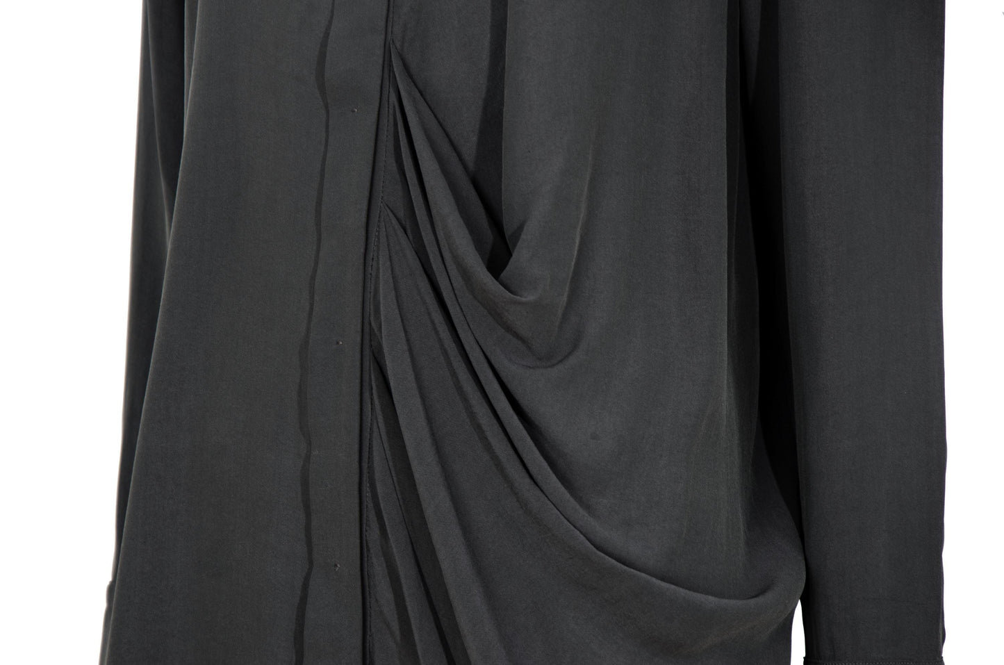 2000s Sportmax asymmetric draped charcoal grey shirt