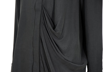 2000s Sportmax asymmetric draped charcoal grey shirt