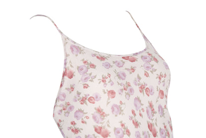 Vintage 100% silk floral print soft pink backless mini dress / Made in Italy