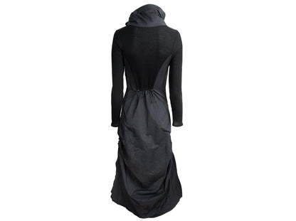 Vintage toggle drawstring asymmetrical technical nylon and rib knit parachute dress / Made in France