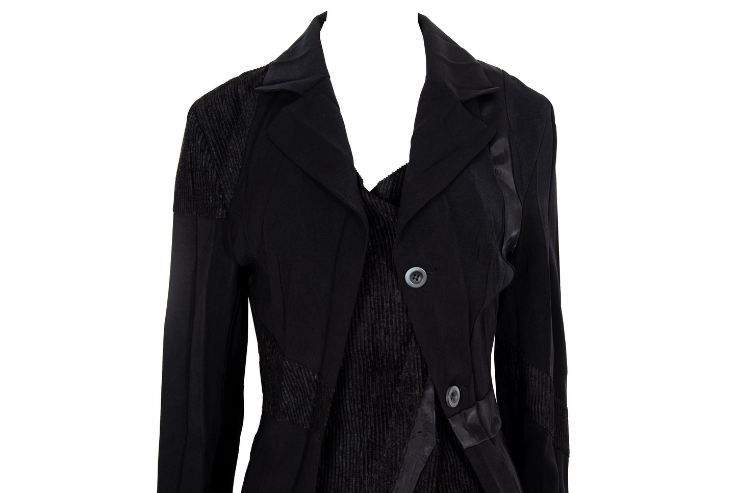 Vintage French brand deconstructed pleats avant garde black asymmetrical jacket / Made in France