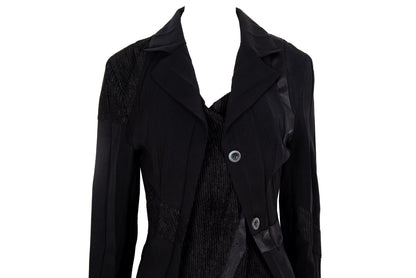 Vintage French brand deconstructed pleats avant garde black asymmetrical jacket / Made in France
