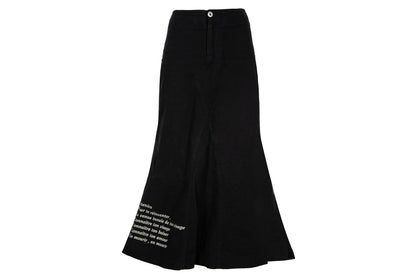 1990s printed message black cotton corset back maxi skirt - Made in Spain