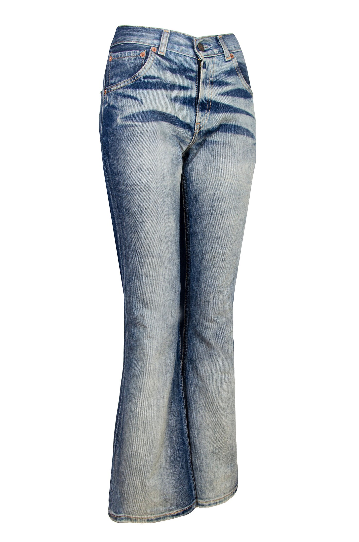 Early 2000s Levi's 525 flared jeans / Contrasted fading mid rise kick flare leg jeans