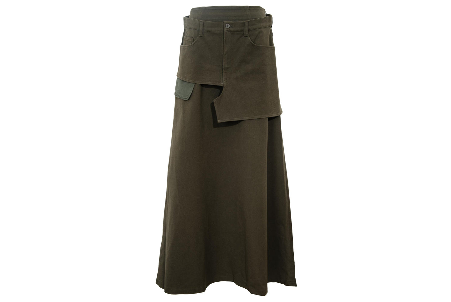 Vintage Atsuro Tayama military inspired maxi skirt with asymmetric layered overskirt / MADE IN JAPAN
