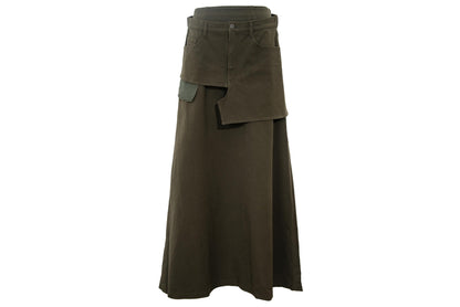 Vintage Atsuro Tayama military inspired maxi skirt with asymmetric layered overskirt / MADE IN JAPAN