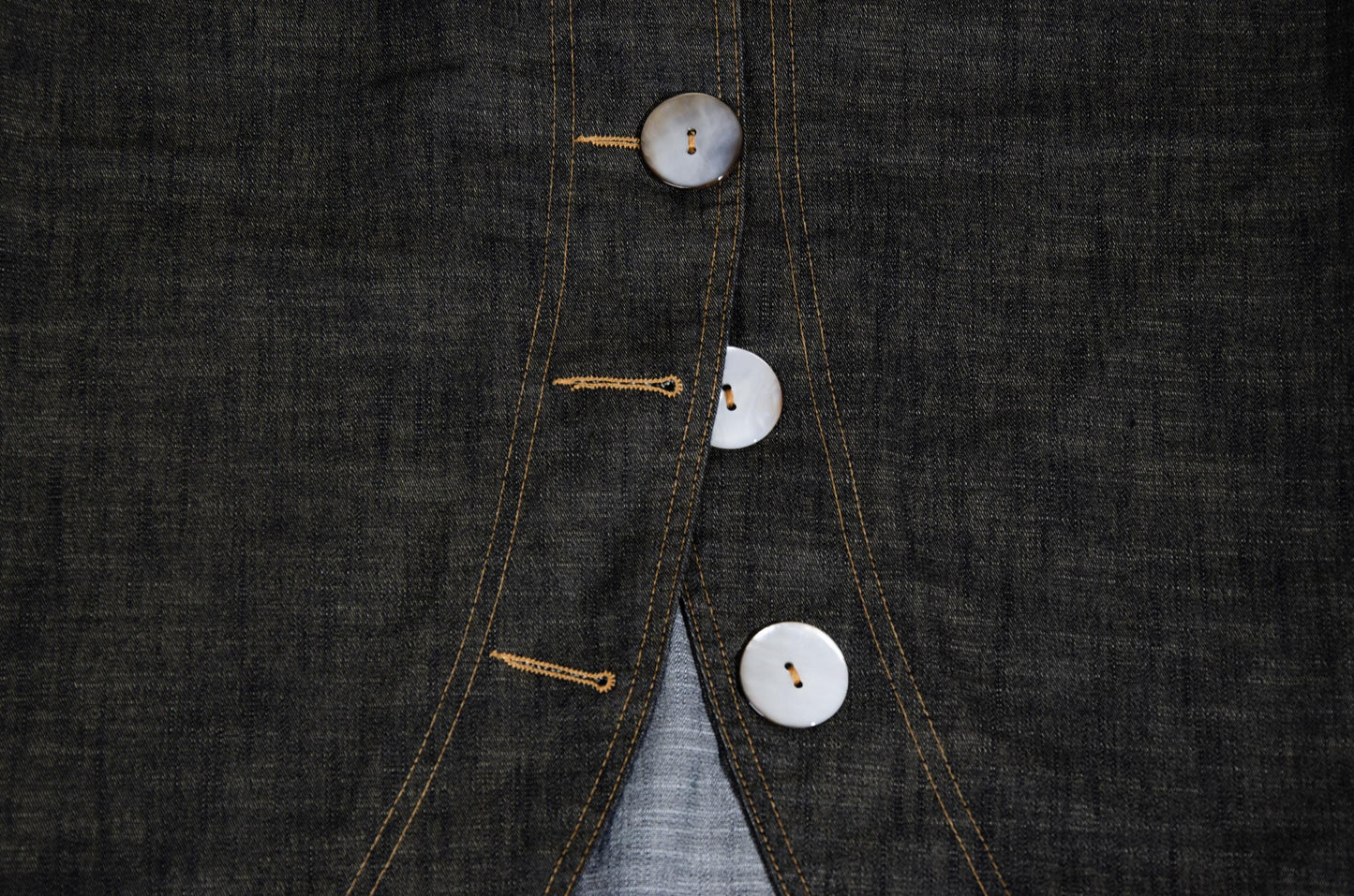 Vintage French designer oversized button front asymmetrical denim skirt - Made in France