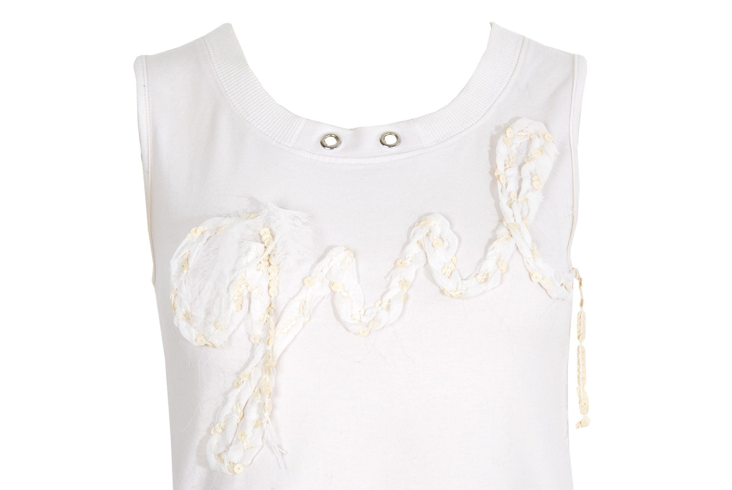 2000s "Girl" organza ribbon embroidered spellout tank top