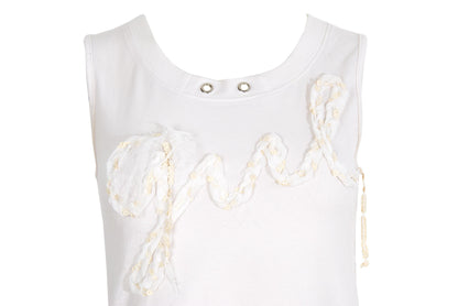2000s "Girl" organza ribbon embroidered spellout tank top