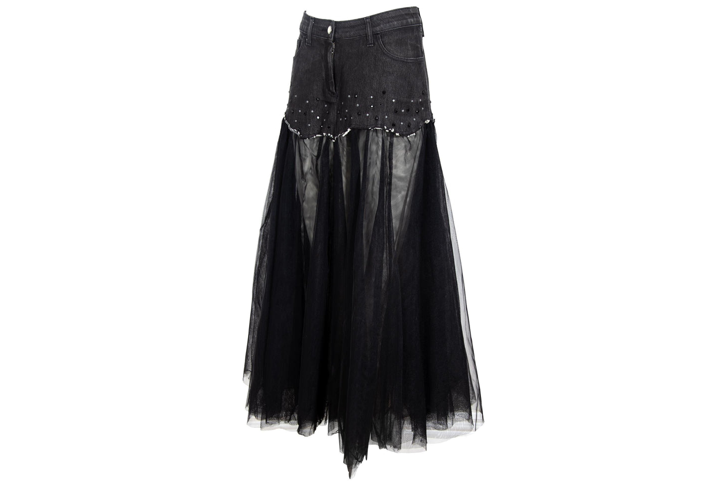 2000s denim & voluminous tulle avant garde tutu skirt / Made in Italy