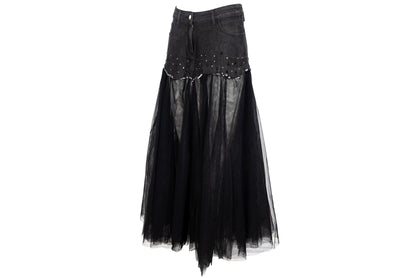 2000s denim & voluminous tulle avant garde tutu skirt / Made in Italy