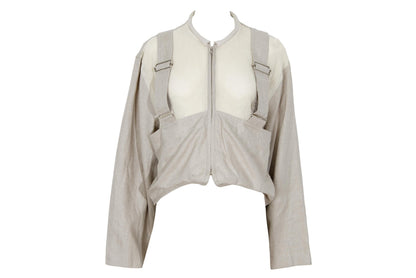 Vintage Japanese designer cropped harness linen jacket with mesh panels
