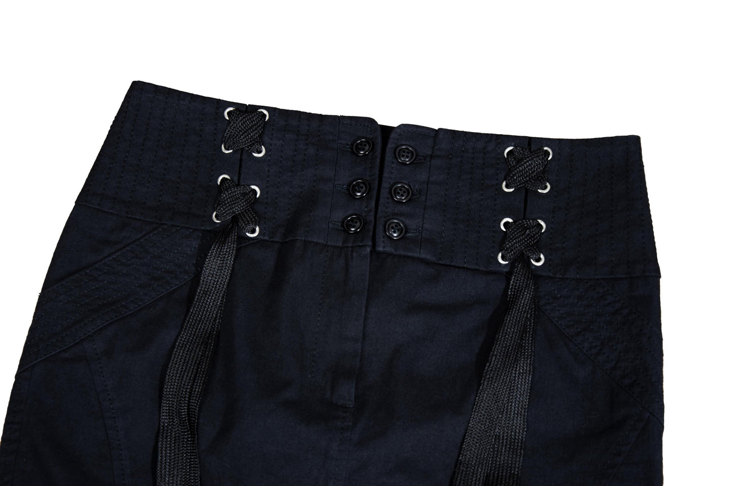 2000s Antonio Berardi black "corset" skirt / Tactical lace up front mini skirt / Made in Italy