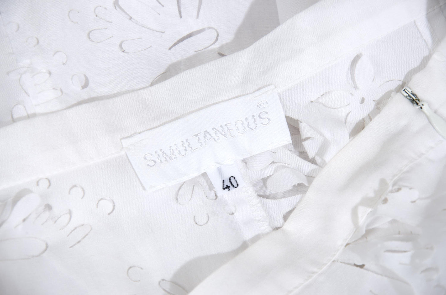 S/S 2004 Simultaneous white laser cut openwork fabric maxi skirt / Made in Italy