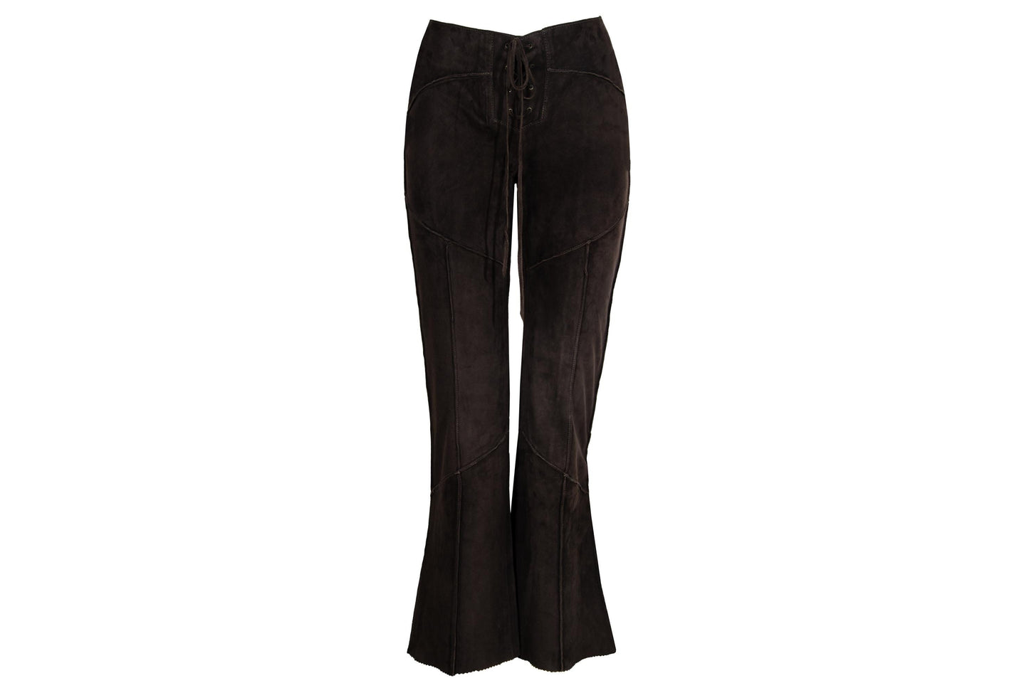 2000s low waisted brown suede corset bootcut pants / Made in Italy