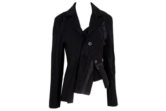 Vintage French brand deconstructed pleats avant garde black asymmetrical jacket / Made in France