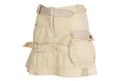 Vintage Gaetano Navarra asymmetrical army inspired mini skirt with leather belt - Made in Italy