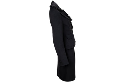 Vintage Gaetano Navarra black wool blazer and skirt suit / Made in Italy