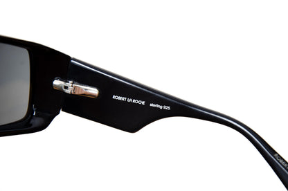 Vintage Robert La Roche sterling silver 925 cross wraparound black acetate sunglasses