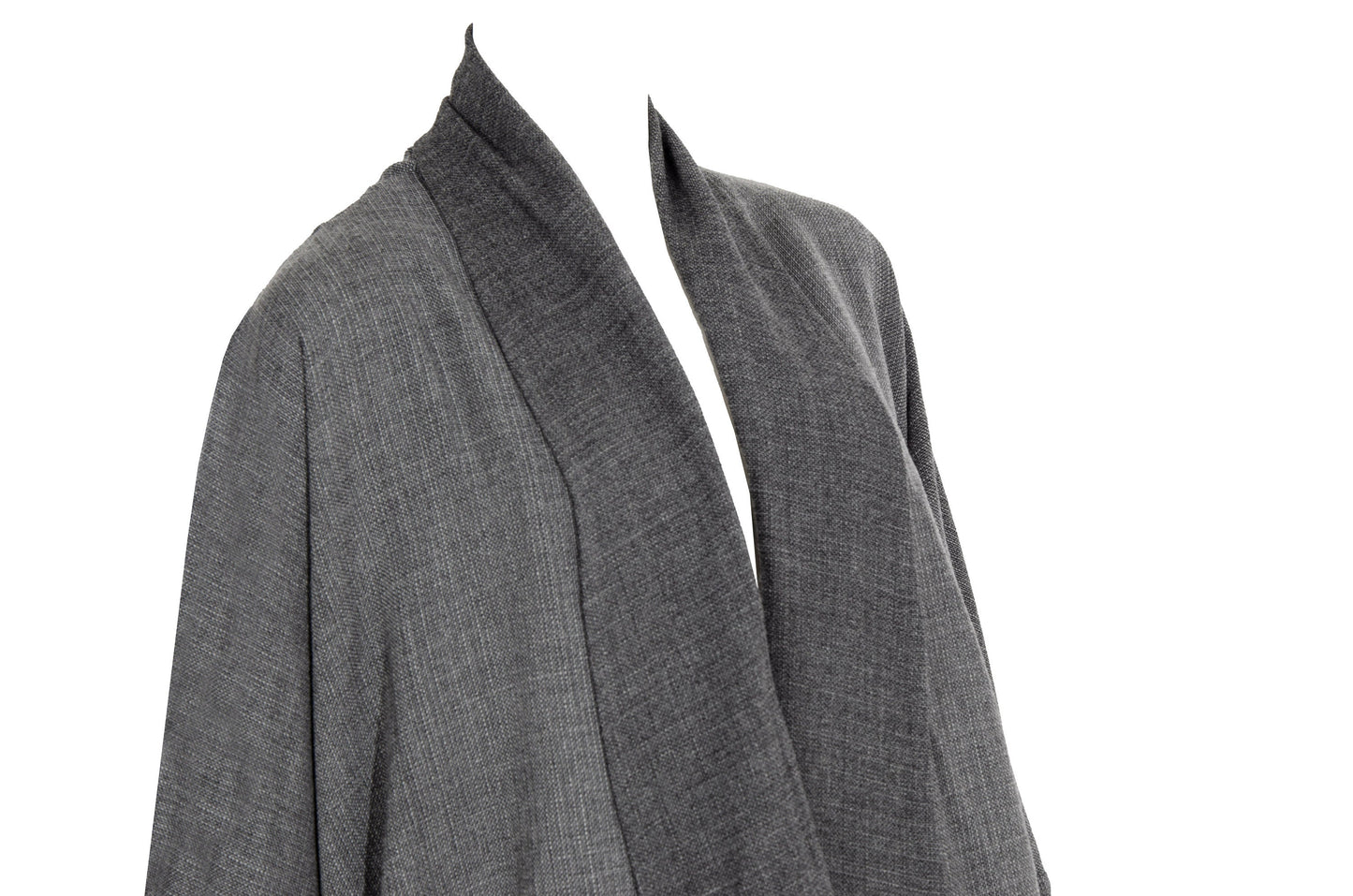 Eskandar grey wool loose draped oversized kimono coat