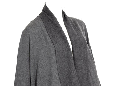 Eskandar grey wool loose draped oversized kimono coat