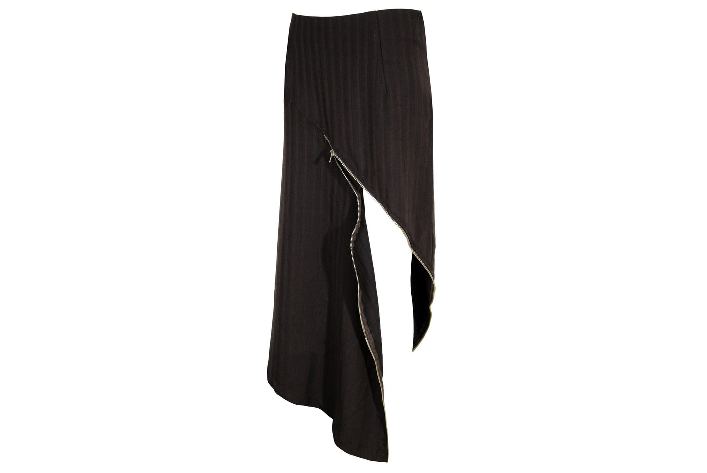 Vintage Collection Privée? wool blend brown striped avant garde skirt / Made in Italy
