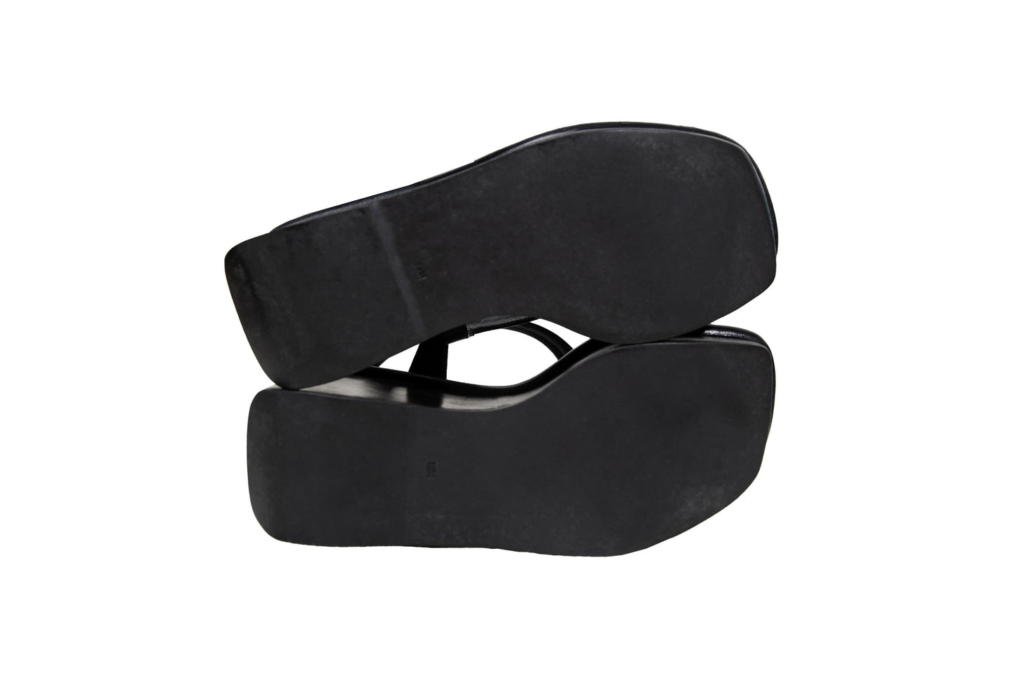 1999 Prada black leather platform sandals / Made in Italy