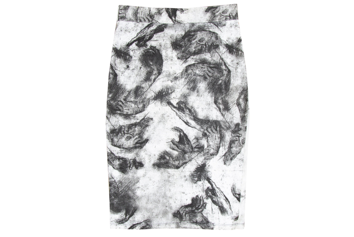 Vintage black and white charcoal drawing greek statue print skirt / Made in Spain