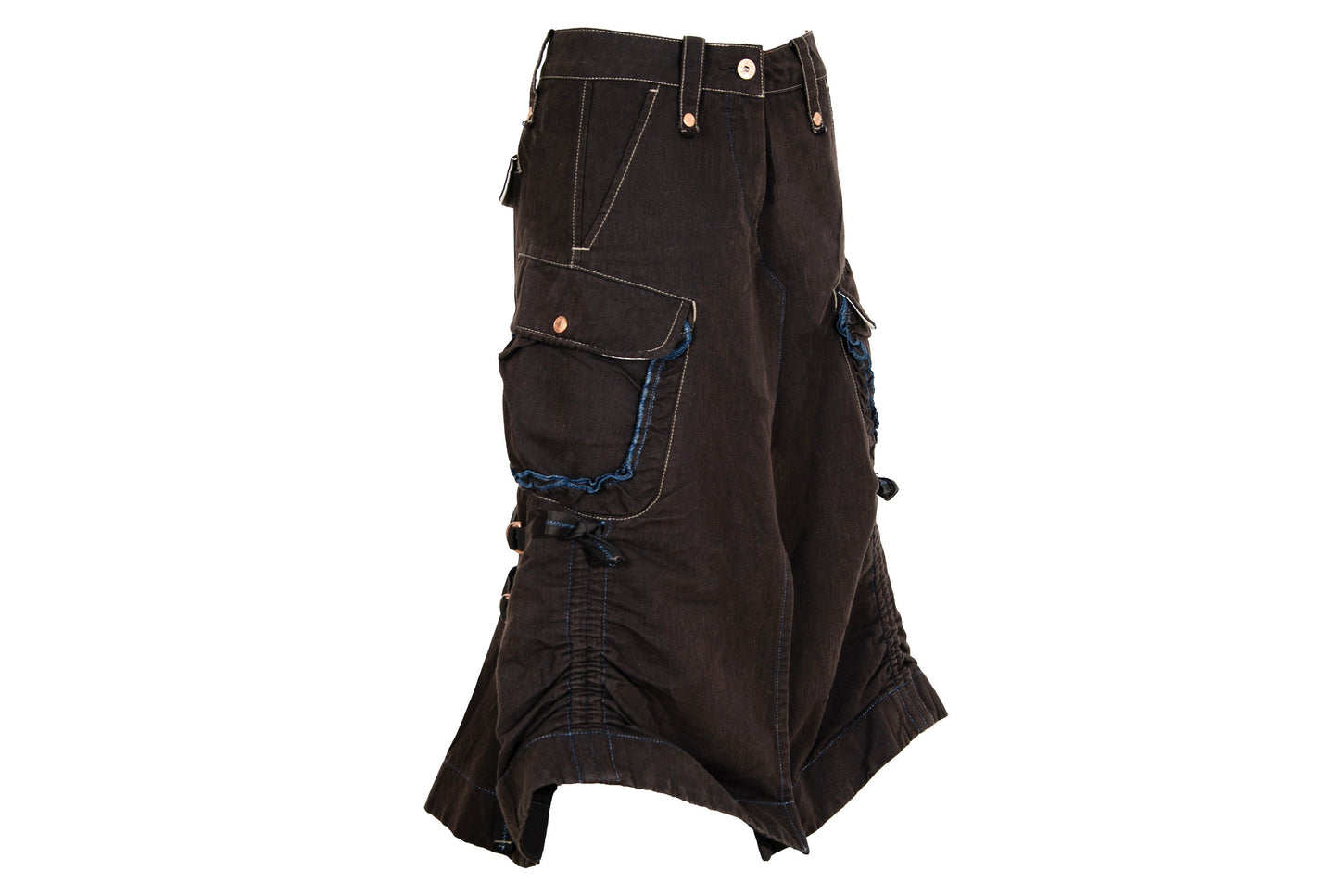S/S 2003 Marithé + François Girbaud brown cotton cargo multi-pocket skirt / Made in Italy