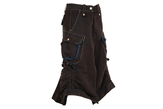 S/S 2003 Marithé + François Girbaud brown cotton cargo multi-pocket skirt / Made in Italy
