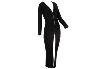 Vintage PierAntonioGaspari black cotton rib knit zip front cardigan / Made in Italy