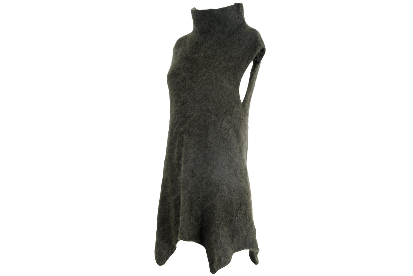 Vintage Sarah Pacini angora knit funnel neck asymmetrical sleeveless tunic / Made in Italy