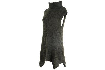 Vintage Sarah Pacini angora knit funnel neck asymmetrical sleeveless tunic / Made in Italy