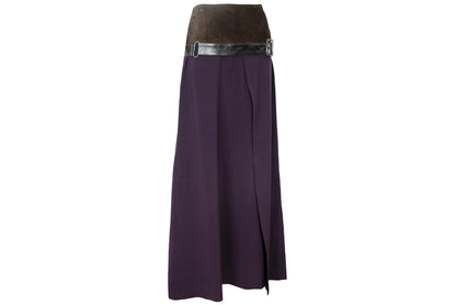 F/W 2002 Simultaneous suede and wool buckle belt skirt / Made in Italy