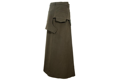 Vintage Atsuro Tayama military inspired maxi skirt with asymmetric layered overskirt / MADE IN JAPAN