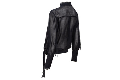Vintage futuristic Edwardian inspired asymmetric button placket silk and cotton blend blouse