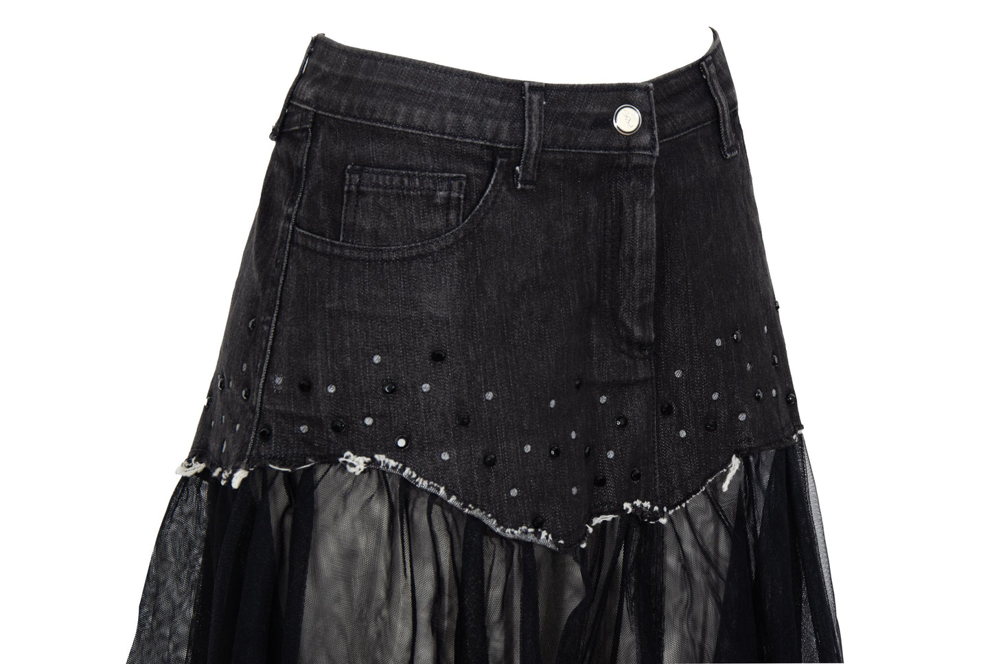 2000s denim & voluminous tulle avant garde tutu skirt / Made in Italy
