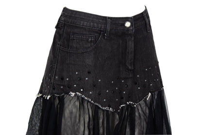 2000s denim & voluminous tulle avant garde tutu skirt / Made in Italy