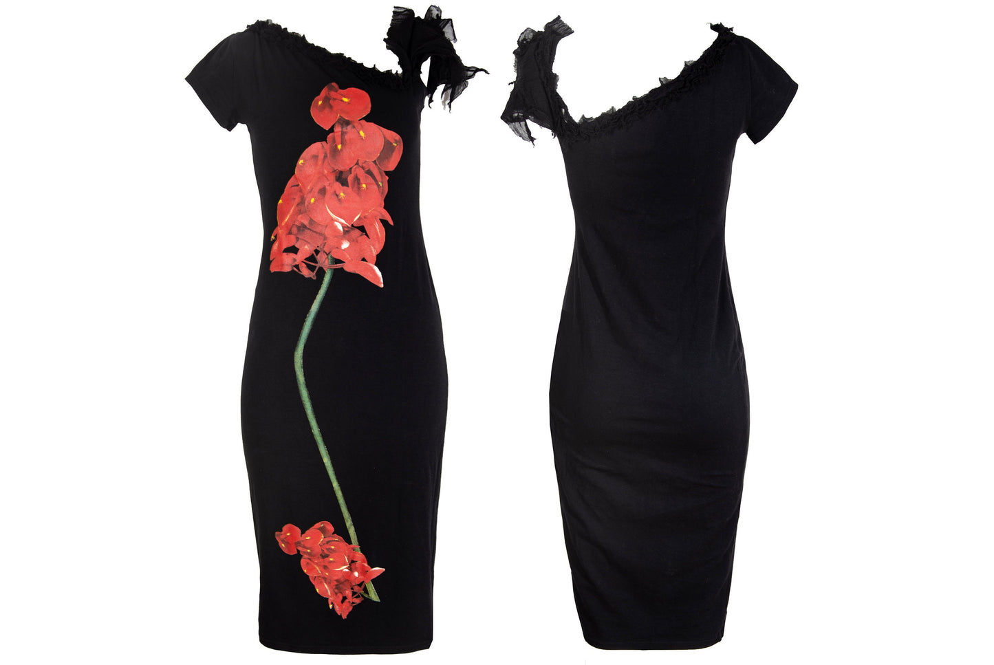 Vintage Spanish designer oversized flower print midi dress