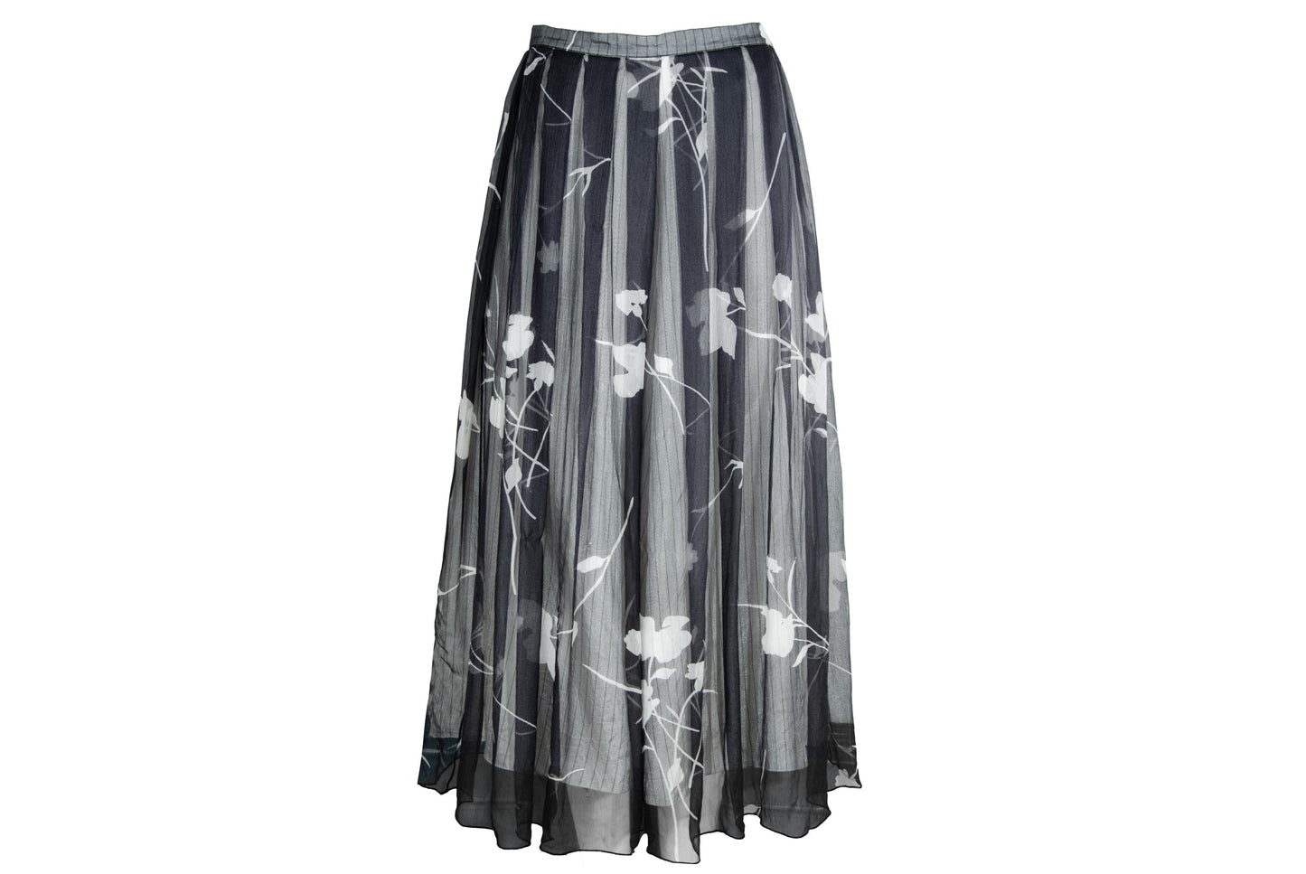 2000s Simultaneous 100% silk sheer pleated skirt / Made in Italy