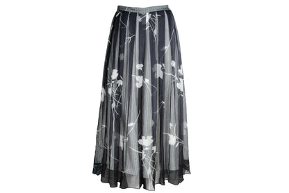 2000s Simultaneous 100% silk sheer pleated skirt / Made in Italy