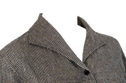 90s FLAX by Jeanne Engelhart 100% linen checkered blouse and skirt two piece set