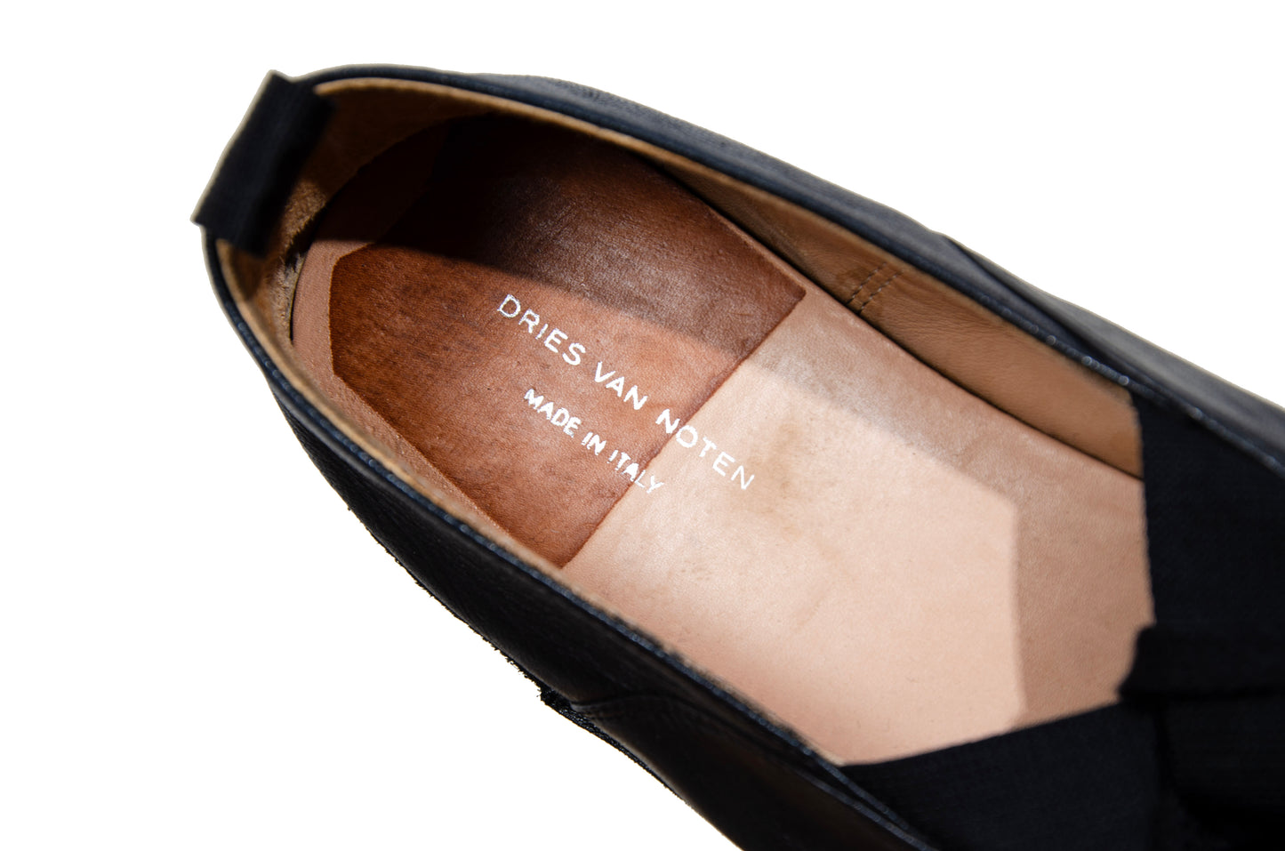 Vintage Dries Van Noten black leather lace-up glove ballet flats - Made in Italy