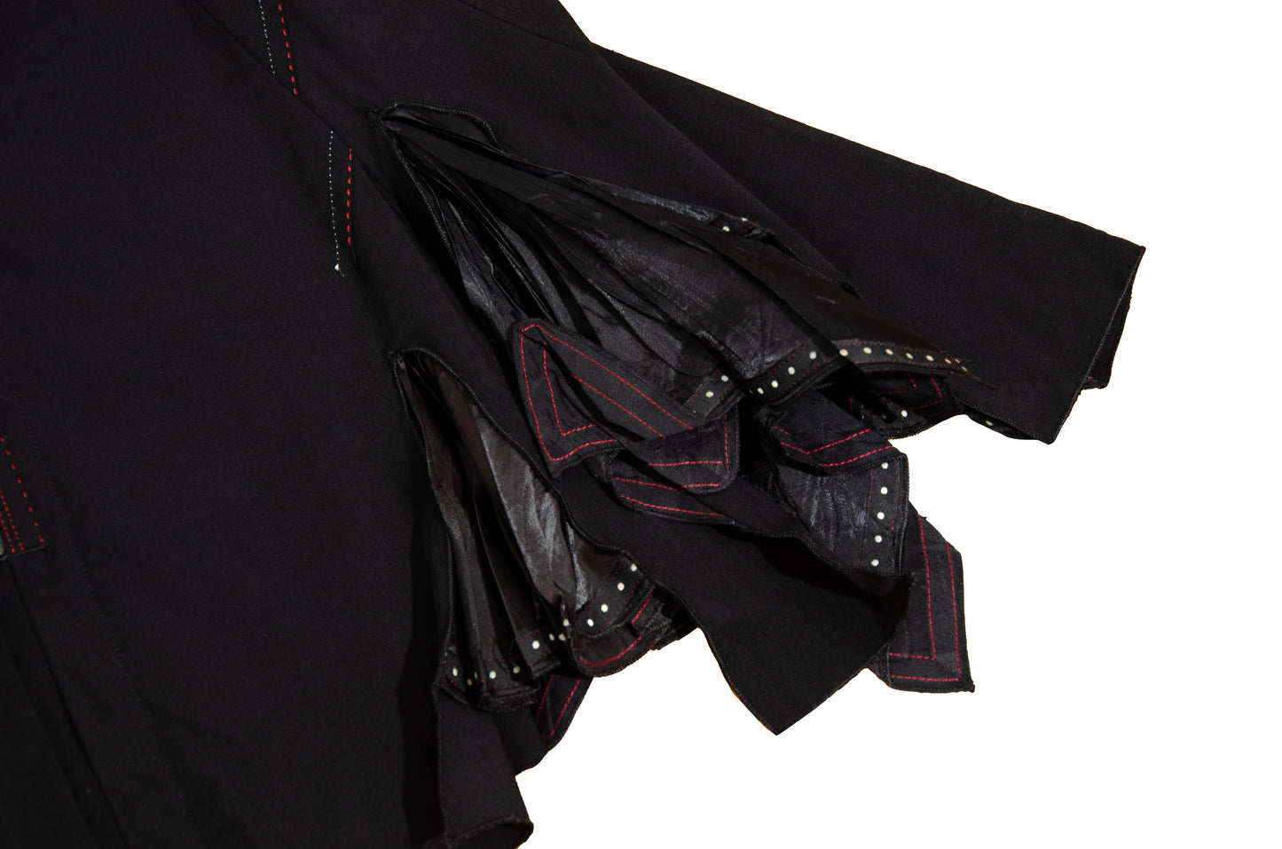 2000s Marithé + François Girbaud asymmetrical pleats zip front black skirt