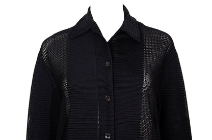 90s French brand permanent pleats sheer panels avant garde button-up shirt - Made in France