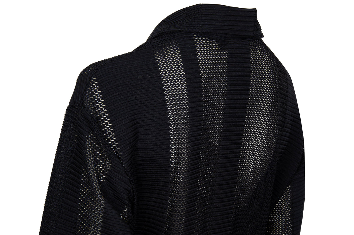 90s French brand permanent pleats sheer panels avant garde button-up shirt - Made in France