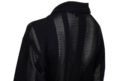 90s French brand permanent pleats sheer panels avant garde button-up shirt - Made in France