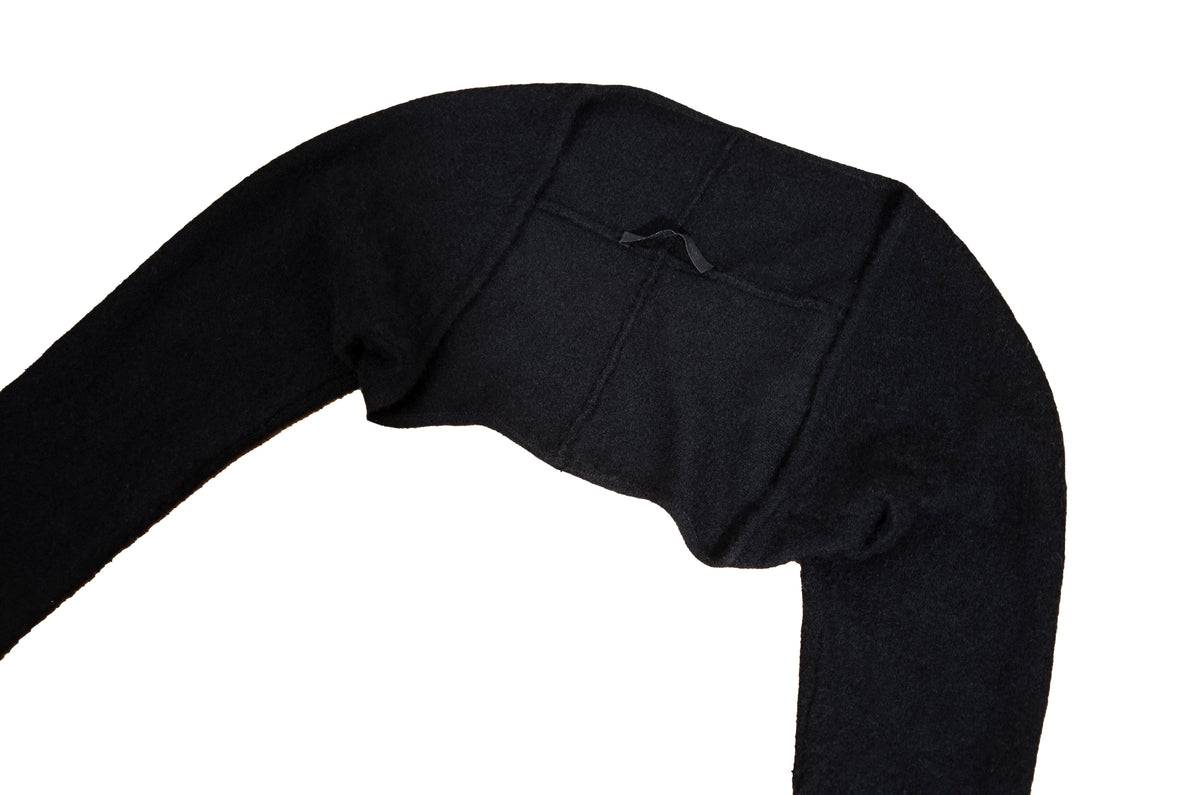 Vintage black cashmere cropped extra long sleeves bolero - Made in Italy